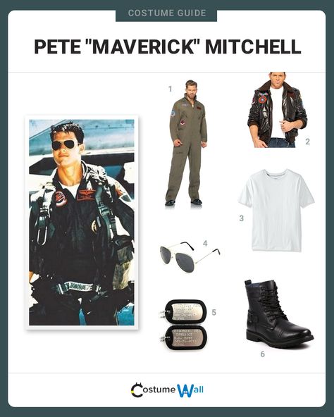 Played by Tom Cruise, Lt. Pete “Maverick” Mitchell from the movie Top Gun is a highly recognizable character to cosplay. Tom Cruise Halloween Costume, Maverick Mitchell, Maverick Costume Women, Maverick Halloween Costume, Maverick Costume, Maverick Womens Costume, Pete Maverick Mitchell, Movie Halloween Costume, Movie Character Costumes