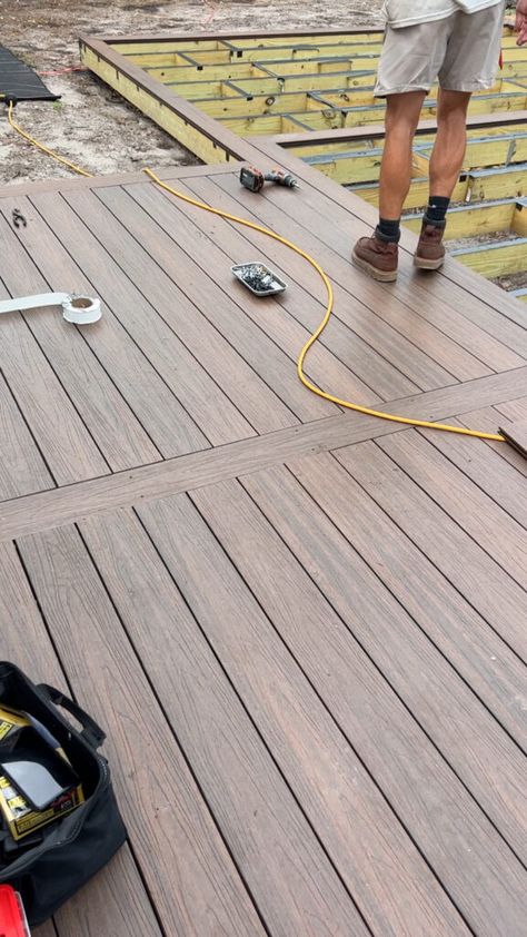 How To Install a Composite Deck – DIY Diy Composite Deck, Composite Deck Ideas Layout, Picture Frame Deck, Composite Decking Diy, Composite Deck Ideas, Deck Refresh, Deck Benches, Blushing Bungalow, Build A Picture Frame