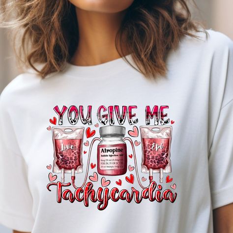 You Give Me Tachycardia Valentine Shirt, Nurse Valentine Shirt & Sweatshirt Set, Nurse Love Shirt, Nursing Shirt, Valentine Nurse Gift by digitalbrody on Etsy Nurse Valentine, Valentine Collection, Nursing Shirt, Valentines For Mom, Nurse Love, Valentines Day Couple, Cute Nurse, Coffee Sweatshirt, Couples Sweatshirts