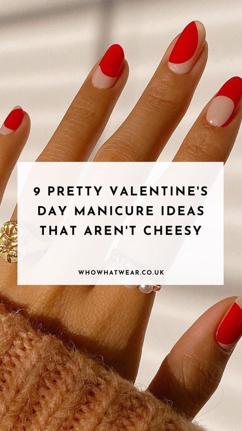 The nail colours to try this Valentine's Day Minimalist Valentines Nails Almond, Valentines Nails At Home, Valentines Day Nails Oval, Minimal Valentines Nails, February Nails 2024, Subtle Valentines Nails, Valentines Day Manicure, Valentines Manicure, Vday Nails