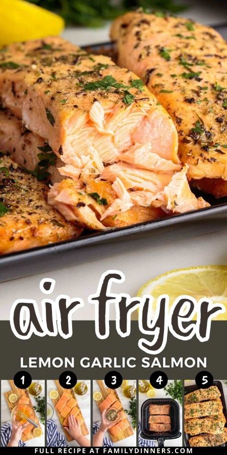 Salmon In Air Fryer, Air Fryer Recipes Salmon, Lemon Garlic Salmon, Air Fryer Salmon, Air Fryer Fish, Air Fried Food, Garlic Salmon, Air Fryer Oven Recipes, Air Fry Recipes