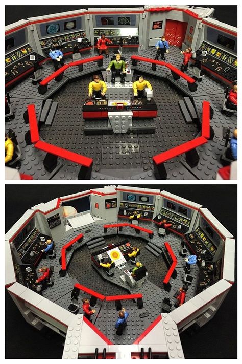 Lego Bridge, Lego Star Trek, Custom Lego Sets, Star Trek Toys, Star Trek Bridge, Minifigure Display, Lego Tv, Lego Creator Sets, Lego Army