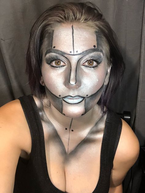 Tin Man Make Up For Women, Tin Woman Makeup, The Wizard Of Oz Makeup, Wizard Of Oz Costume Ideas Diy, Tin Man Makeup Women, Tinman Makeup Women, Tinman Makeup, Tin Man Face Paint, Diy Tin Man Costume Women