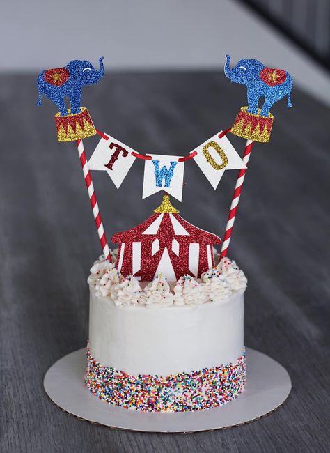 Diy Circus Cake, Carnival Party Cake Ideas, Circus Birthday Cake Girly, Carnival Birthday Cake Simple, Circus Theme Party Two Year Old, Carnival 1st Birthday Cake, Simple Circus Cake, 3 Ring Circus Birthday Cake, Circus Theme Cake 1st Birthdays