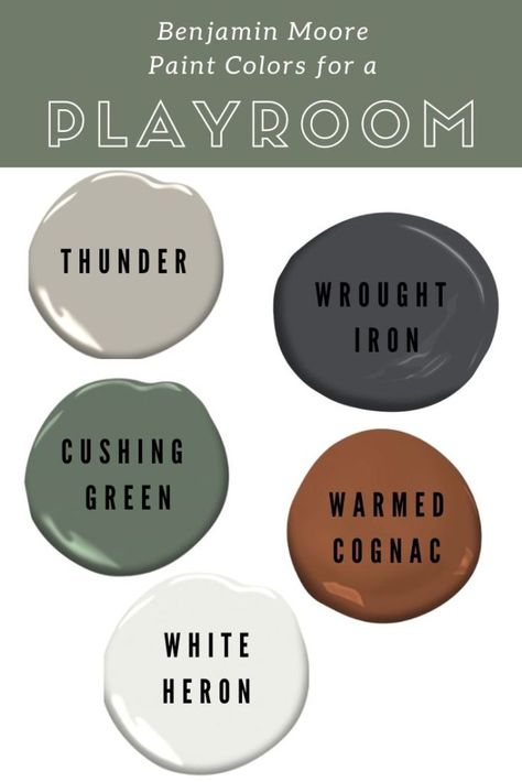 Playroom Mood Board and Design Update - Within the Grove Charcoal Gray Color Schemes, Living Room Paint Colors Benjamin Moore, Cozy Home Color Pallete, Rugs That Go With Green Walls, Painting Engineered Wood Furniture, 2023 Wall Color Trends Benjamin Moore, Best New Paint Colors, Office Color Scheme Business Gray, Modern Cabin Paint Colors