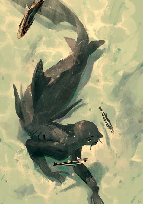 Shark merman (artist unknown) Flying Fish Mermaid, Merfolk Character Design, Hunched Over Pose Drawing, Monster Mermaid, Tomer Hanuka, Humanoid Creatures, Mermaid Drawings, Mermaids And Mermen, Wow Art