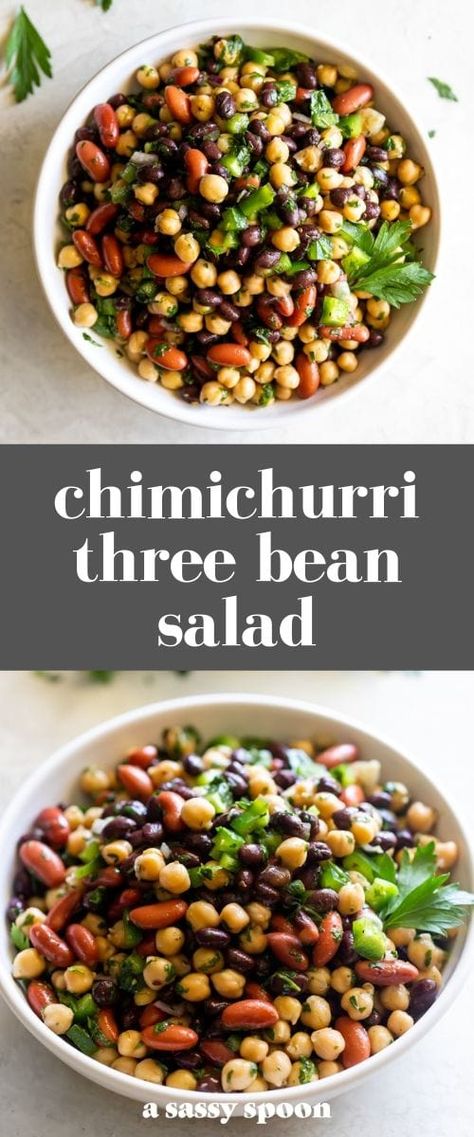 Fall Bean Salad, Chimichurri Vinaigrette, How To Make Chimichurri, Kidney Bean Salad, Balanced Lunch, Bean Salads, Recipes With Kidney Beans, Outfits Professional, Three Bean Salad