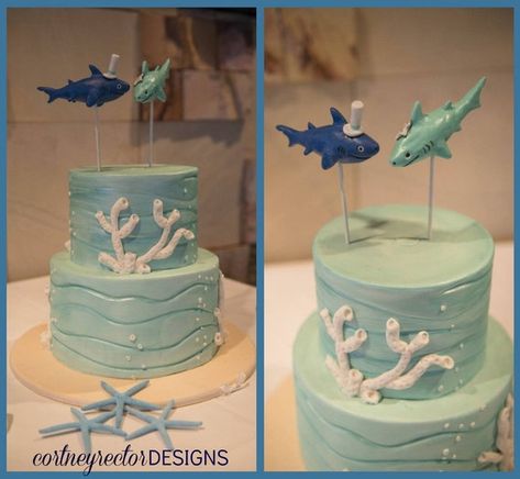 Sharks In Love, Shark Wedding, Ocean Wedding Theme, Wedding Shower Themes, Ocean Wedding, Wedding Inspiration Board, Shark Week, Paper Clay, Wedding Cake Topper