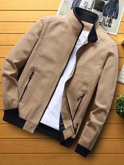 Khaki Cardigan, Men Stylish Dress, Fashion Suits For Men, Men Plus Size, Jackets Men Fashion, Mens Fashion Casual Outfits, Contrast Collar, Men Fashion Casual Outfits, Mens Outerwear