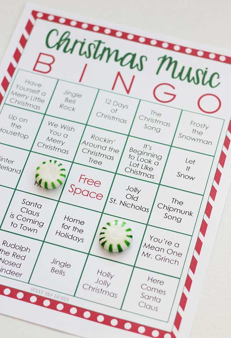 Printable Christmas Music Bingo with 3 Fun Ways to Play | Sunny Day Family Bingo Games For Adults, Free Printable Christmas Games, Christmas Bingo Printable, Cape Tutorial, Music Bingo, Holiday Bingo, Christmas Bingo Game, Christmas Bingo Cards, Listen To Christmas Music