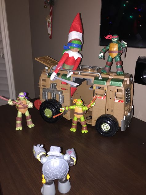 Ninja Turtle Elf On The Shelf, Elf On The Shelf Ninja Turtle, Ninja Turtle Christmas, Tmnt Christmas, Elf Classroom, Xmas Elf, Elf Ideas, Ninja Turtle, Cute Animal Drawings