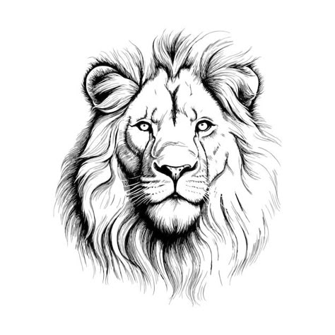 Hand drawn lion outline illustration vec... | Premium Vector #Freepik #vector #sketch #hand-doodle #hand-drawing #hand-drawn-sketch Lion Head Drawing Sketches, Lion Outline, Lion Head Drawing, Dragon Heads, Abstract Lion, Lion Sketch, Black And White Lion, Lion Vector, Face Outline