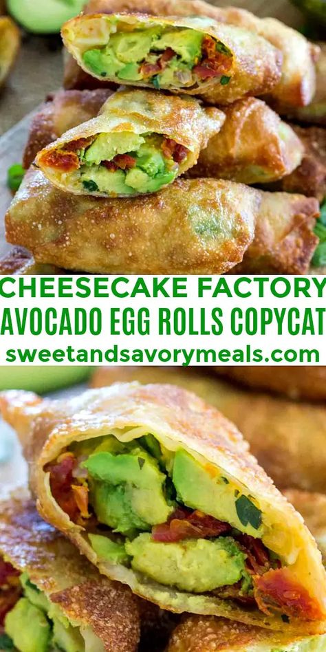 Trending Appetizers 2023, Cheesecake Factory Avocado Egg Rolls, Avocado Egg Rolls, Cheesecake Factory Recipes, Egg Diet Plan, Savory Meals, Egg Roll Recipes, Egg Diet, Cheesecake Factory