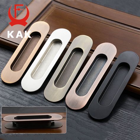 KAK 2PCS Hidden Door Handles Zinc Alloy Recessed Pull Sliding Door Handles Bedroom Door Cabinet Handle Furniture Handle Hardware Sliding Closet Door Handles, Sliding Door Wardrobe Handle Design, Hidden Door Handle, Sliding Door Handle, Sliding Door Handle Design, Slider Wardrobe Handle Design, Sliding Door Handles Round, Cavity Sliding Door Handles, Handleless Wardrobe Doors Detail