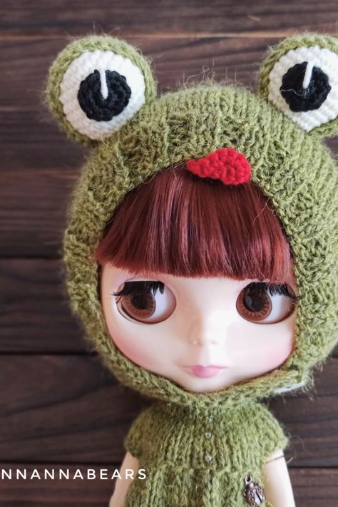 Knitted Hat Patterns, Knit Clothes, Frog Hat, Hat Patterns, Pattern Tutorial, Hat Knitting Patterns, Knitted Hat, Blythe Doll, Knit Outfit