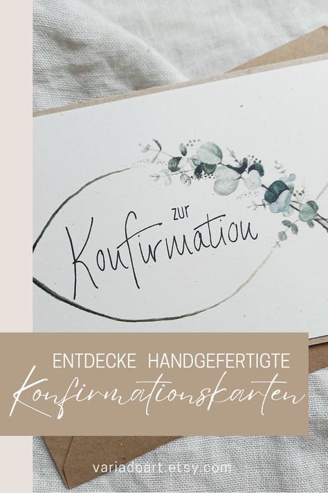 Du bist auf der Suche nach handgefertigten Gratulationskarten zur Konfirmation mit modernem Fischsymbol? Dann ist diese Karte genau richtig für dich! Der Fisch wurde mit einer filigranen Eukalyptusranke aus Aquarellfarben angedeutet. Das Motiv hat eine gewisse Leichtigkeit und ist zeitlos. Congratulations Cards, Congratulations Card, Germany, Ships, Gifts, Art