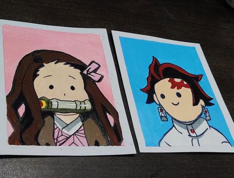 Demon Slayer Painting Easy, Paint Ideas Easy, Tanjiro Kamado And Nezuko, Demon Slayer Sketch, Easy Doodles, Doodles Drawings, Tanjiro Kamado, Easy Doodles Drawings, Bugs And Insects