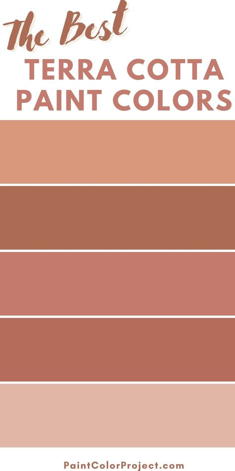 The best terra cotta paint colors in 2023 - The Paint Color Project Terracotta Wall Paint Ideas, Terra Cotta Wall Paint, Terracotta Pink Living Room, Terra Cotta Interior Design, Terra Cotta Paint Kitchen Walls, Terra Cotta Paint Color Bathroom, Benjamin Moore Terra Cotta Colors, Salmon Pink Paint Color, Terracota Kitchen Cabinet