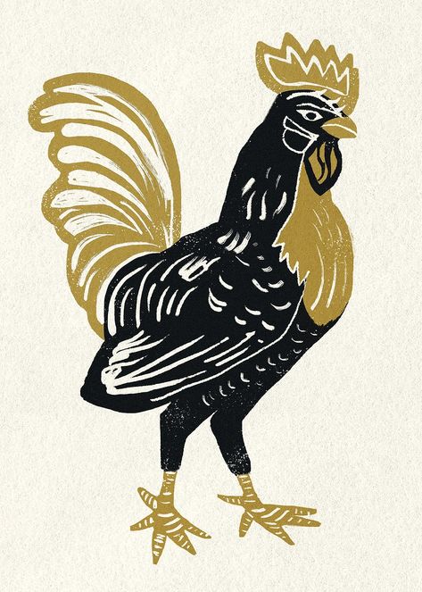 Gold black rooster psd animal vintage clipart | free image by rawpixel.com / pangrum Chicken Icon, Rooster Illustration, Rooster Vector, Rooster Logo, Watercolor Paintings Of Animals, Woodcut Art, Vintage Clipart, Black Rooster, Free Illustration Images