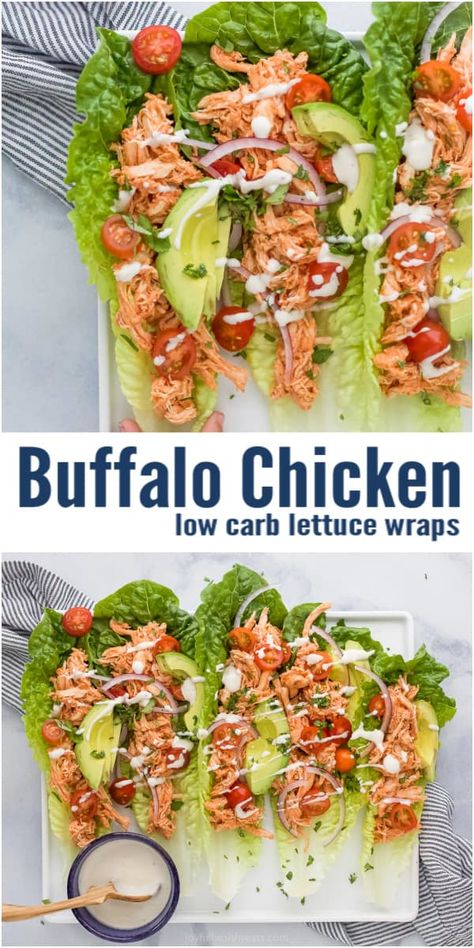 Buffalo Chicken Lettuce Boats, Rooster Recipes, Lettuce Wraps Chicken, Low Carb Buffalo Chicken, Low Carb Lettuce Wraps, Wraps Chicken, Buffalo Chicken Lettuce Wraps, Lettuce Wraps Healthy, Shredded Buffalo Chicken