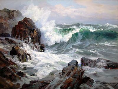 Stapleton Kearns: Yet more stuff about surf and still no end in sight because I need to do demo posts and somebody did ask for this, I remember. Waves Crashing On Rocks, Seascapes Art, Waves Crashing, Seascape Art, Wave Painting, Ocean Scenes, Sea Painting, Sea Art, Ocean Painting