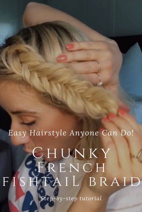 Fishtail Low Ponytail, How To Fishtail French Braid, Bubble Braid Pull Through, Fish Tale Braids Tutorial, Fishtail Braid How To On Yourself, Easy Side Fishtail Braid, Braids For Thick Curly Hair, Twist Me Pretty Hairstyles, How To Do A French Fishtail Braid