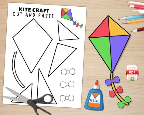 Secret Weapon for Teachers! Engaging Paper Crafts for Your Classroom! Kite Projects For Kids, Make A Kite For Kids Simple, Kite Art And Craft For Preschool, Kite Art And Craft, Kite Craft Template, Kite Craft Preschool, Kite Crafts For Kids, Kite Craft For Kids, Build A Kite