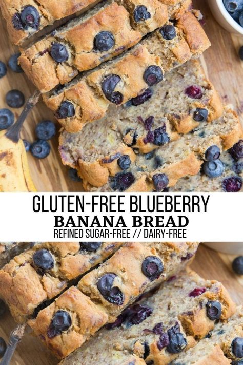 Banana Bread Gf, Blueberry Bread Recipe, Delicious Banana Bread Recipe, Blueberry Banana Bread, Gluten Free Banana Bread, Blueberry Bread, Gluten Free Banana, Vegan And Gluten Free, Gluten Free Dairy Free Recipes