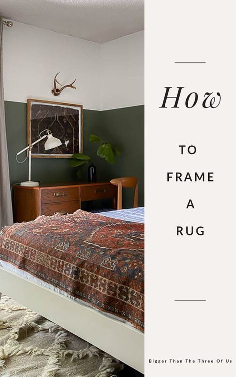 Take a ripped vintage rug and learn how to make a DIY Framed Rug Wall Art piece in just few steps. Framed textile art pieces add the perfect touch of interest to your walls. This tutorial is great for showing you how to frame a small rug but would also work for textiles, pillows, etc. #vintagerug #walldecoridea #wallart #rugart #hangarug Rug On The Wall, Framed Rug, Framed Fabric Wall Art, Rug Wall Art, How To Install Baseboards, Framed Textile, Rug Wall Hanging, Rug Wall, Diy Artwork