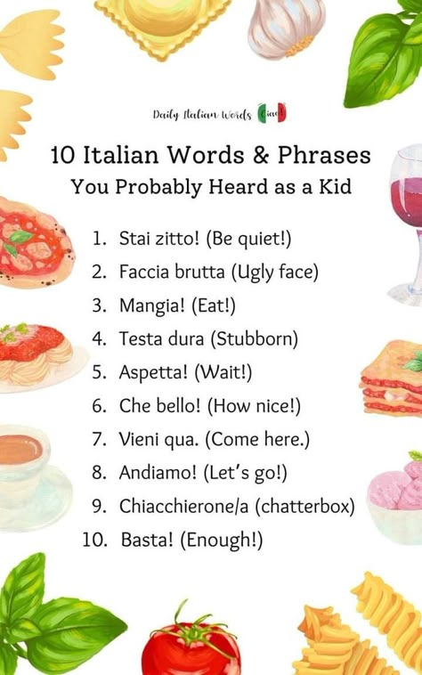 Italian Phrases, Italian Words, Words And Phrases, Italian Language, Growing Up