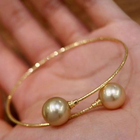 Golden Autumn, Golden Pearls #houseofpearlsjewels #goldenpearls #pearljewelry #pearlbracelet Double Strand Pearl Necklace, Pearl Bracelet Jewelry, 18k Gold Bangle, Pearl Bangle Bracelet, Large Pearl Earrings, Pearl Strands Necklace, Golden South Sea Pearls, Pearl Bangle, Freshwater Pearl Bracelet