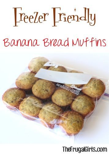 Freezable Food, Easy Banana Bread Muffins, Banana Bread Muffins Recipe, Bread Muffins Recipe, Banana Bread Muffins Easy, Freezing Recipes, Banana Bread Muffin Recipe, Heart Baking, Cafe Recipes