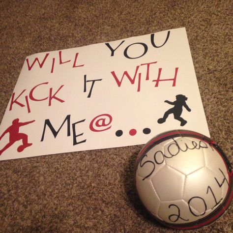 Asking someone to a #dance #sadies #soccer Asking Someone To A Dance, Sadies Ideas, Dance Asking, Sadies Proposal, Sadies Dance, Dance Asks, Sadie Hawkins Dance, Dance Proposals, Cute Homecoming Proposals