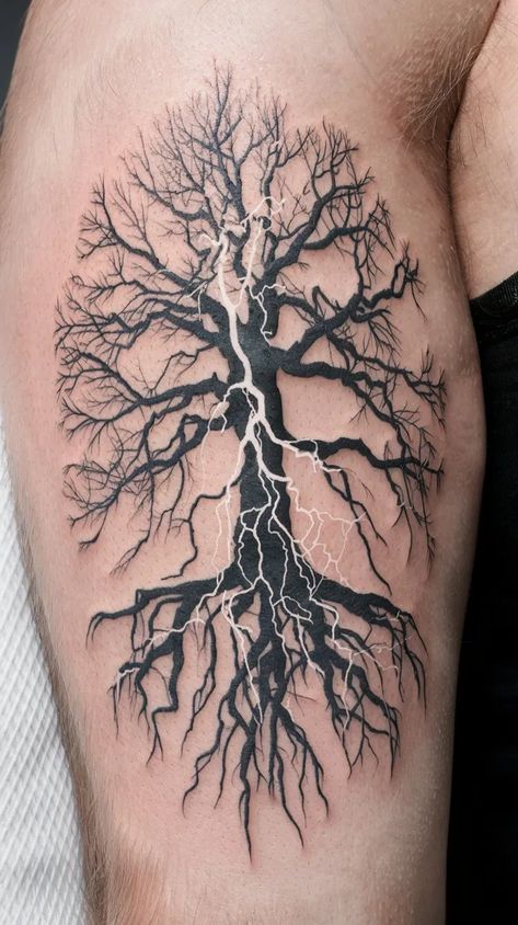 11 Wild Lightning Tattoo Designs to Inspire You Lightning Tattoos, Lightning Tattoo, Lightning Strike, Symbol Of Strength, Elegant Look, Lightning Strikes, Tree Tattoo, A Symbol, Cool Tattoos