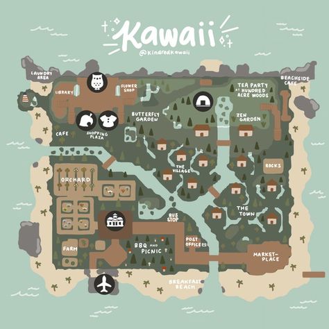 Kyoshi Island, Kawaii Island, Ac Ideas, Clothes Codes, Map Layout, Japan Map, Animal Crossing 3ds, Wood Butterfly, Acnh Design