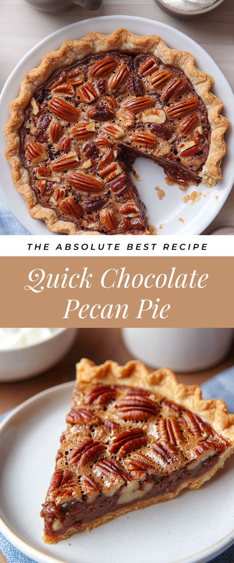 Image for Quick Chocolate Pecan Pie German Pecan Pie, Southern Chocolate Fudge Pecan Pie, Chocolate Chip Pecan Pie Recipe Easy, Choc Chip Pecan Pie, Pecan Pie With Chocolate Chips, Pecan Chocolate Chip Pie, Praline Pecan Pie, Chocolate Pecan Tart, Choc Pecan Pie Recipe