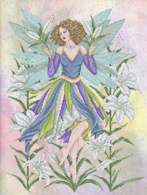 fairies | Flower Fairies | Joan Elliott Joan Elliott Cross Stitch, Fairy With Flowers, Fairy Cross Stitch, Cross Stitch Embroidery Patterns, Fantasy Cross Stitch, Cross Stitch Fairy, Cross Stitch Angels, Angels And Fairies, Stitch Cards