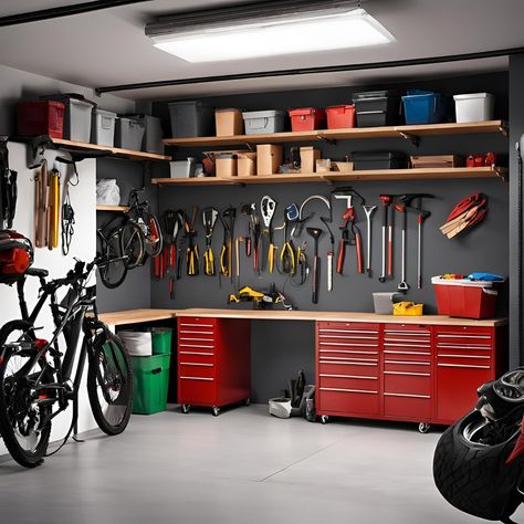 Park and Relax! This organized garage is a dream come true. Wall-mounted shelves, tool chests, and labeled bins keep everything neat and tidy, leaving plenty of space for your car. How would you use this extra space in your organized garage? Share your ideas in the comments! Organized Garage, Tool Chests, Mounted Shelves, Tool Chest, Garage Organization, A Dream Come True, Wall Mounted Shelves, Neat And Tidy, Dream Come True