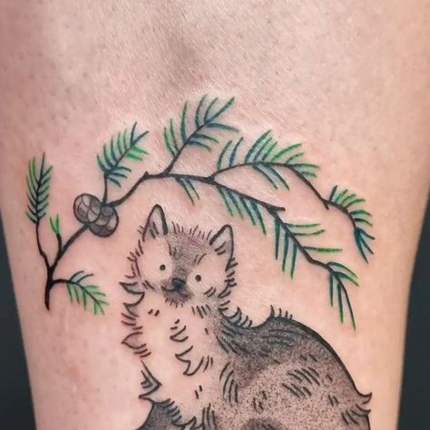 Jaimie 유경 on Instagram: "Pine marten with a pine branch on the calf for Dylan! Thanks for coming 😊
.
.
.
.
.
.
.
.
#vancouvertattoo #tattoovancouver #vancouvertattooartist #calftattoo #Canadatattoo #qttr #queertattooer #pinemartentattoo #koreantattooartist #blackworktattoo #creaturetattoo #lineworktattoo #yvrtattoo #pinetattoo" Pine Tattoo Branch, Marten Tattoo, Pine Marten Tattoo, Pine Marten Fursona, Pine Marten Art, Vancouver Tattoo, Canada Tattoo, Pine Tattoo, Korean Tattoo Artist