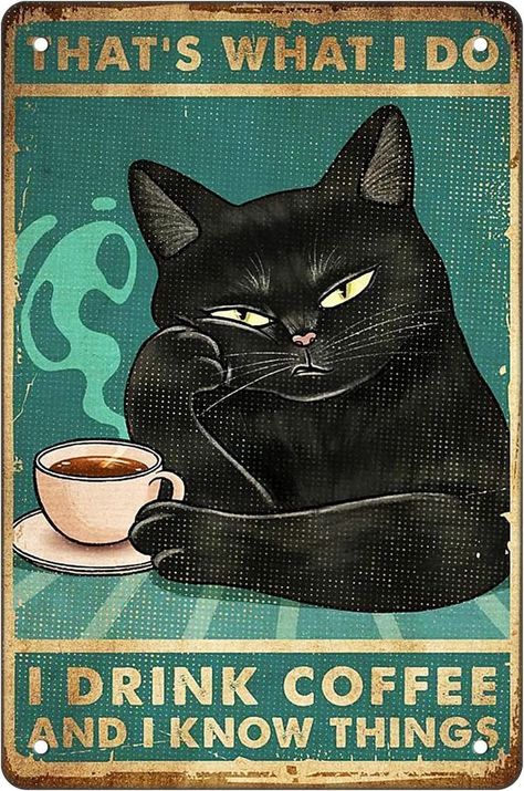 Chat Noir Wallpaper, Noir Wallpaper, Kitchen Plaques, Creative Home Decor, Cat Coffee, Art Metal, Retro Prints, Cafe Bar, Vintage Poster