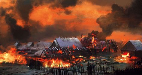 Burning Village | Video Games Artwork Burning Village, Papan Tulis Kapur, Game Art Environment, Burning City, Fantasy Village, 2k Wallpaper, Medieval Village, Witcher 3 Wild Hunt, Witcher 3