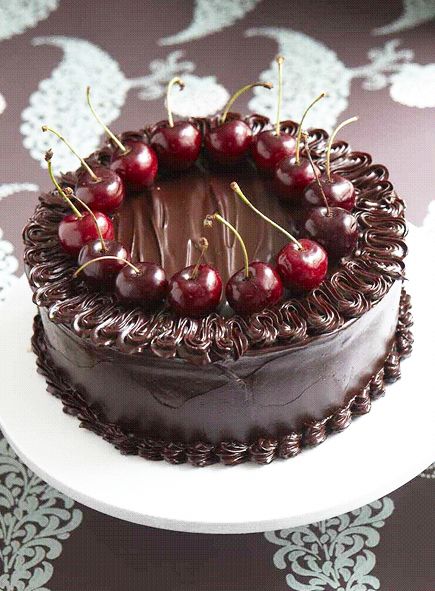 Chocolate Cake with Port-Soaked Cherries Recipe Chocolate Cake With Cherries, Sharon And Ozzy, Chocolate Ganache Buttercream, K Cake, Ganache Buttercream, Candied Cherries, Chocolate Cherry Cake, Chocolate Dishes, Cheryl Cole