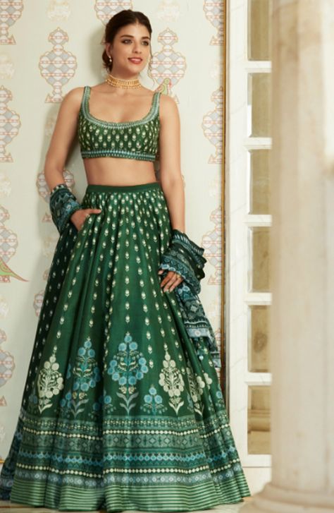 10 Gorgeous Lehengas You Can Get From Anita Dongre In Under A Lakh! | WedMeGood Anita Dongre Lehenga, Popup Shop, Anita Dongre, Green Lehenga, Lehenga Online, Lehenga Choli Online, Indian Bridal Dress, Ghagra Choli, Ethnic Dress