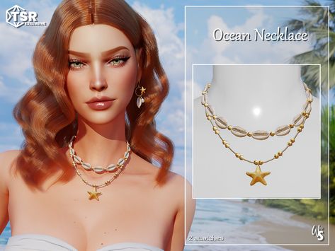 The Sims Resource - Sims 4 - Necklaces - WisteriaSims - For woman - Ocean Necklace for woman Camp Half Blood Necklace, Tropical Accessories, Sims 4 Piercings, Sims 4 Cheats, Mermaid Accessories, Sims 3 Cc Finds, Pelo Sims, Ocean Necklace, Sims 4 Cc Skin