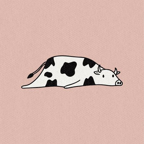 Cow Cartoon Illustration, Cow Vintage Illustration, Cow Aesthetic Drawing, Cow Illustration Design, Cow Cute Drawing, Cows Illustration, Highland Cow Drawing, Cute Cow Art, Cow Doodle