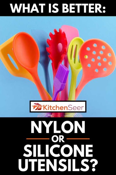 Bright multi colored silicone kitchen utensils. In recent years, silicone and nylon have become the dominant materials used in synthetic kitchen utensils. While both of these materials are gentle on non-stick surfaces, they offer slightly different features at different price-points. If you’re curious about the distinctions between nylon and silicone, then you’ve got to check out the research we’ve done on the subject. Plastic Kitchen Utensils, Silicone Utensils, Silicone Cooking Utensils, Silicone Kitchen Utensils, Silicon Utensils, Silicone Spatula, Silicone Kitchen, Wooden Utensils, Whats Good