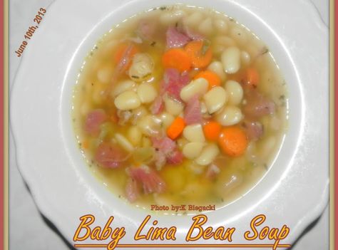 Baby Lima Bean Soup #beans #ham #onions #Carrots #celery #lima #justapinchrecipes Lima Beans And Ham, Lima Bean Soup, Lima Bean Recipes, Ninja Cooking System, Bean Soup Recipe, Soup Beans, Favorite Soups, Lima Bean, Ham And Bean Soup