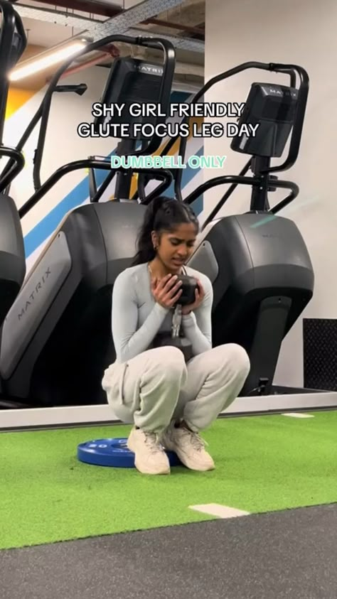 This dumbbell only glute focused leg day is for people that are shy. #dumbbellonly #workout #fitness #gym #shygirlworkout #girls #legday #legsworkout Credits: @sandsxfitness Work Out Split, Glute Focused Leg Day, Glute Day, Leg Day Workout, Dumbbell Workouts, Workout Gym Routine, Winter Arc, Month Workout, Glute Workout