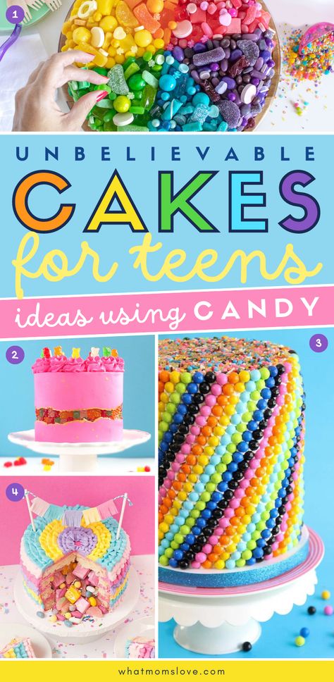 Birthday Cake Ideas for Teenagers | Unique, cute and creative cakes for teen girl or boy birthday, including easy cakes, trendy ideas, chocolate, candy covered & more! Birthday Cake Ideas For Teens 13, Teen Girl Cake Ideas, Cake For Teenage Girl, Candy Cake Ideas, Cake Ideas For Teens, Birthday Cake Girls Teenager, Cakes For Teenagers, Birthday Cake Alternatives, Golden Birthday Cakes