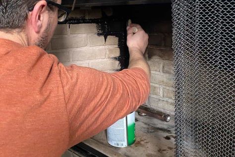 How To Paint Inside Fireplace - & What Paint To Use Painting Inside Of Fireplace, Paint Inside Fireplace, Inside Fireplace Paint, Grey Painted Fireplace, Redo Fireplace, Vent Extender, Inside Fireplace, Fireplace Cleaning, Fireplace Box